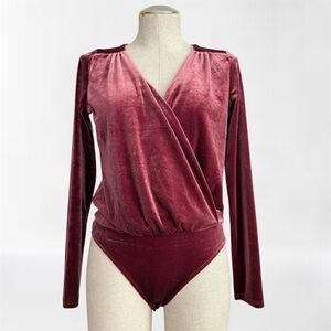 Express Red Velvet Bodysuit